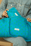 Sac weekend de voyage, sac à langer de maternité, couleur bleu Hawaii motif cœurs verts, accessoire de mode ethique en coton bio mixte unisexe